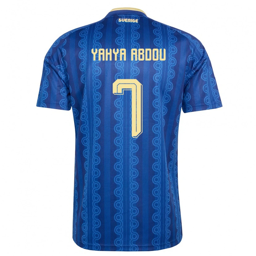 Danxen Mujer Camiseta Suecia Maarrouf Yahya Abdou #7 Azul Amarillo Marino 2ª Equipación 26-28 La Camisa