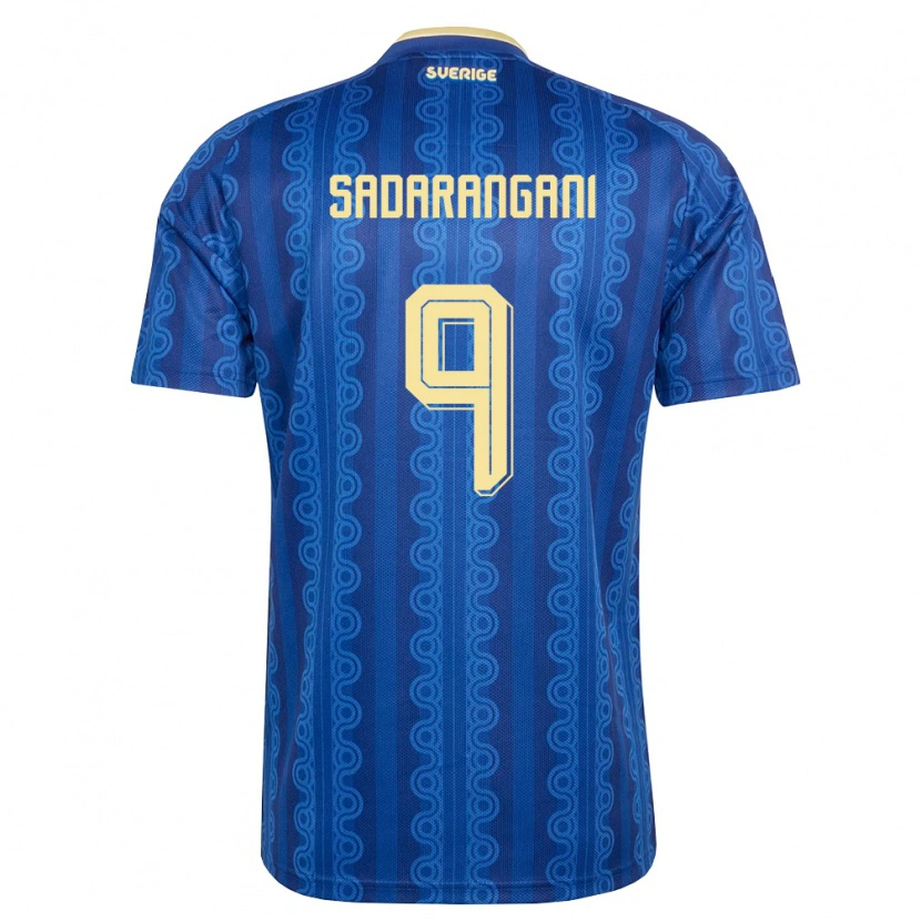 Danxen Mujer Camiseta Suecia Emil Sadarangani #9 Azul Amarillo Marino 2ª Equipación 26-28 La Camisa