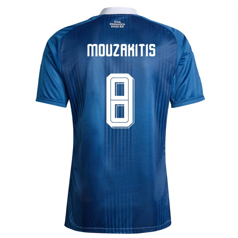 Danxen Mujer Camiseta Grecia Christos Mouzakitis #8 Marino Azul Blanco 2ª Equipación 26-28 La Camisa