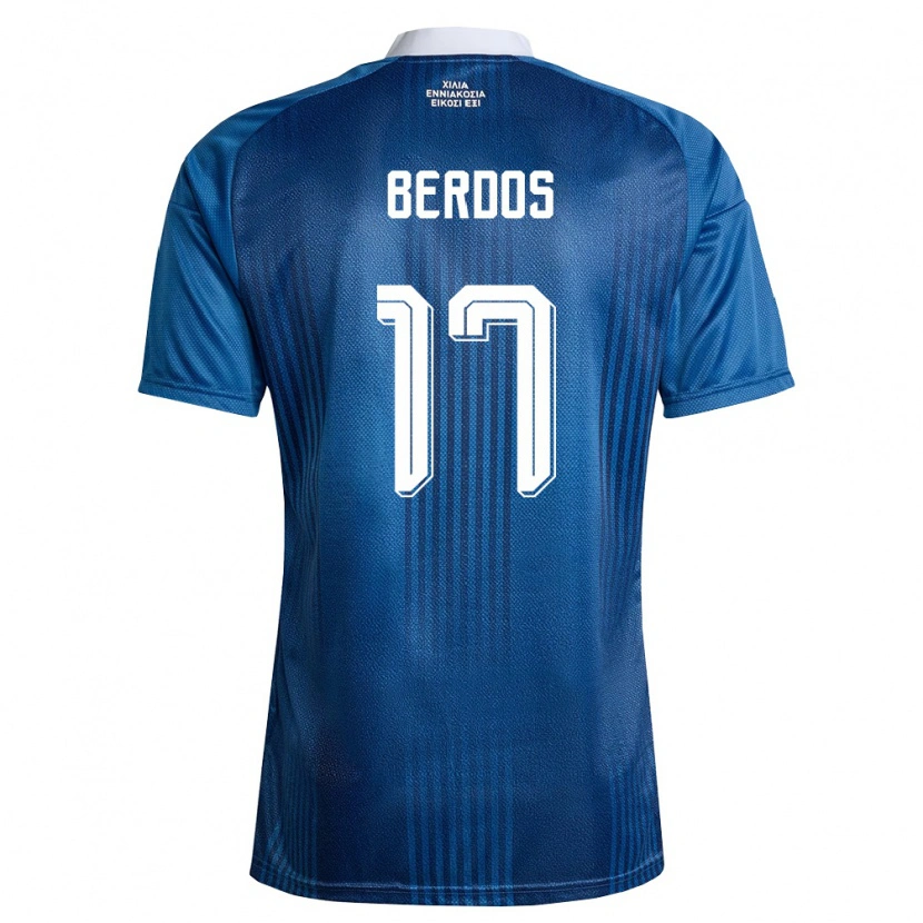 Danxen Mujer Camiseta Grecia Dimitrios Berdos #17 Marino Azul Blanco 2ª Equipación 26-28 La Camisa