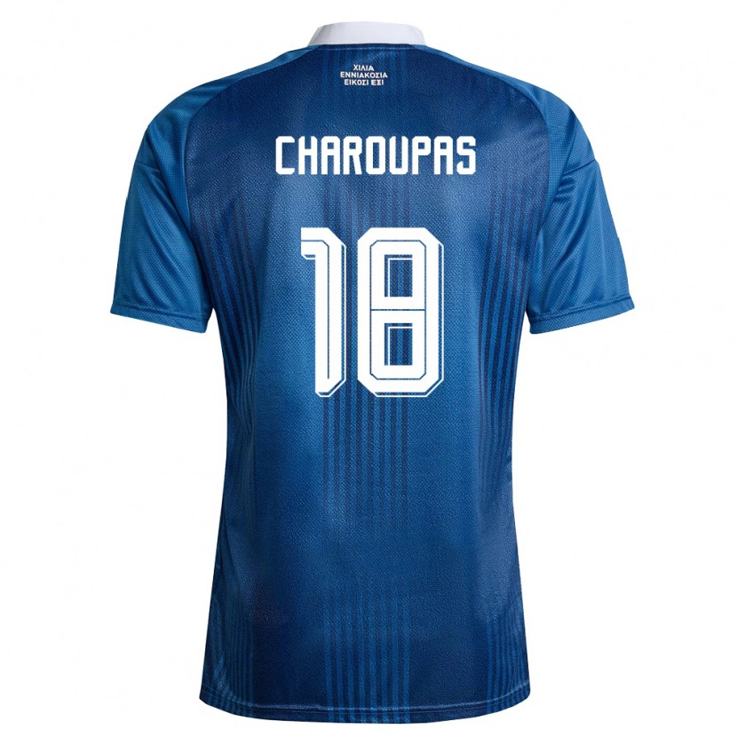 Danxen Mujer Camiseta Grecia Konstantinos Charoupas #18 Marino Azul Blanco 2ª Equipación 26-28 La Camisa