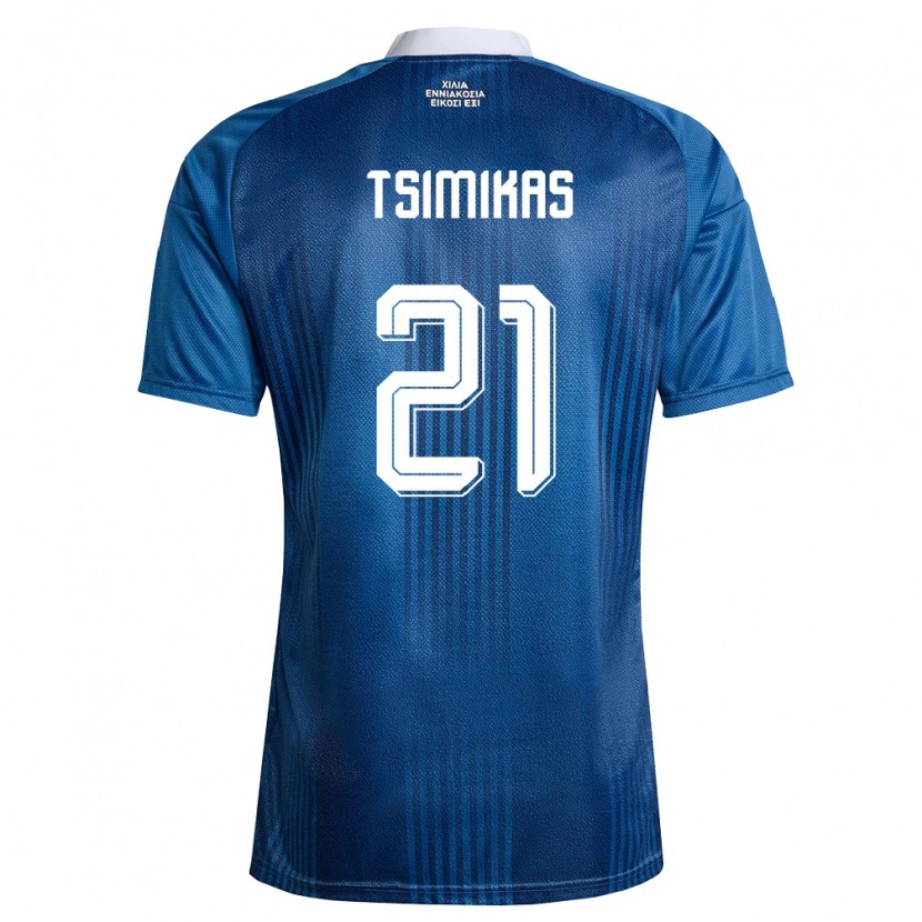 Danxen Mujer Camiseta Grecia Konstantinos Tsimikas #21 Marino Azul Blanco 2ª Equipación 26-28 La Camisa