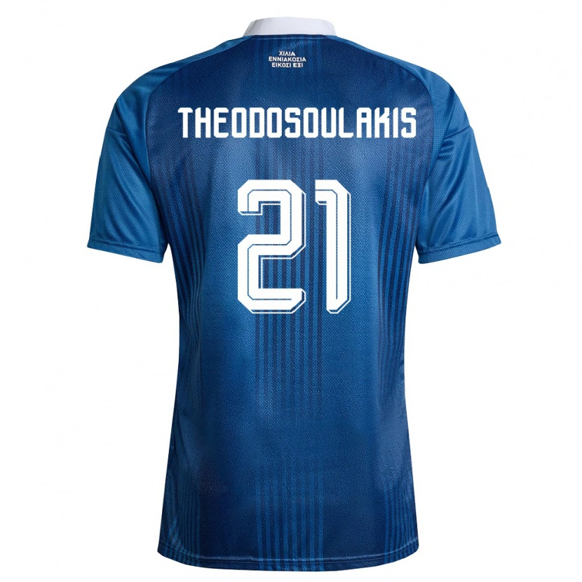 Danxen Mujer Camiseta Grecia Giannis Theodosoulakis #21 Marino Azul Blanco 2ª Equipación 26-28 La Camisa