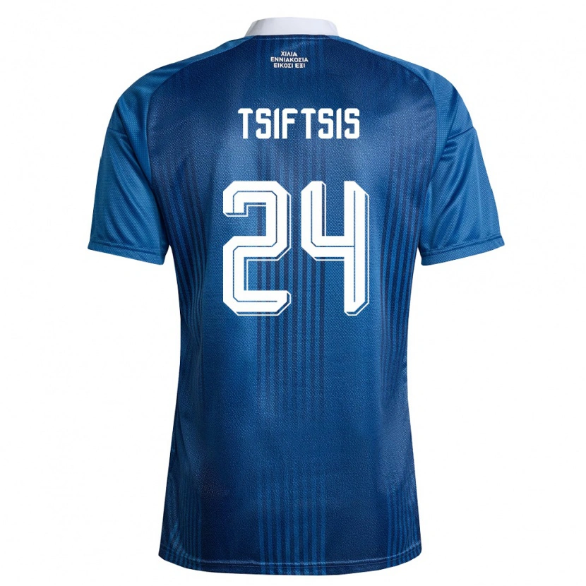 Danxen Mujer Camiseta Grecia Antonis Tsiftsis #24 Marino Azul Blanco 2ª Equipación 26-28 La Camisa