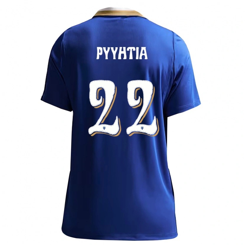 Danxen Mujer Camiseta Finlandia Niklas Pyyhtiä #22 Azul Blanco 2ª Equipación 26-28 La Camisa