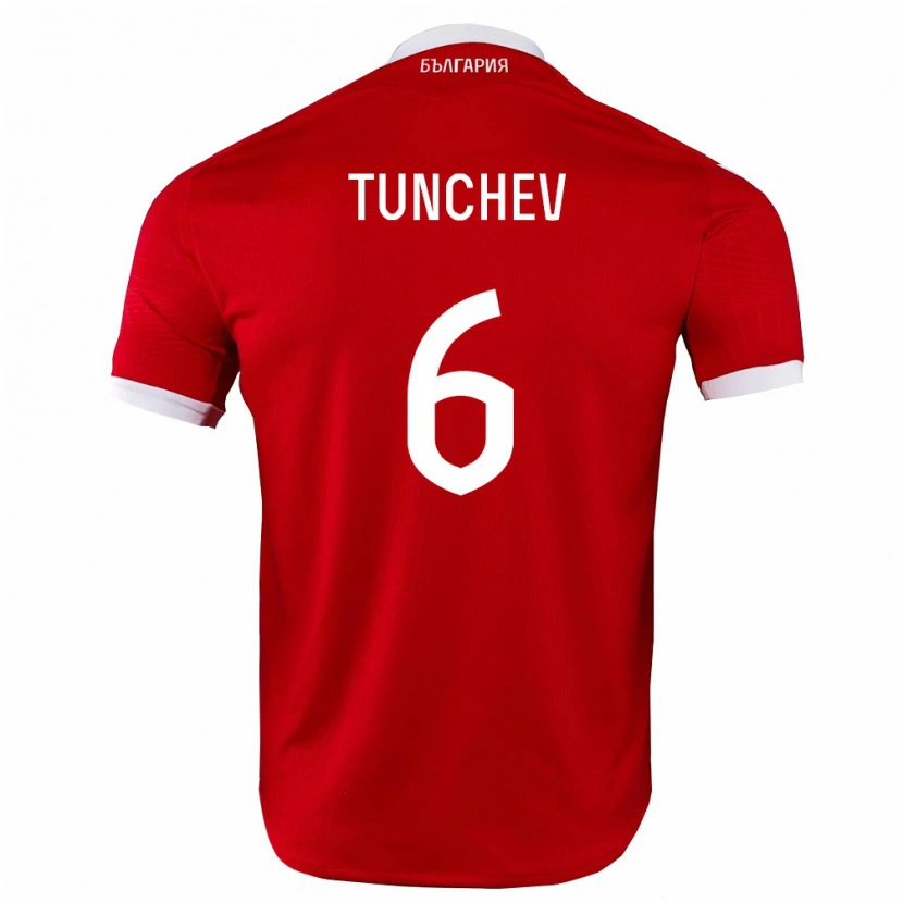 Danxen Mujer Camiseta Bulgaria Aleks Tunchev #6 Rojo Blanco 2ª Equipación 26-28 La Camisa