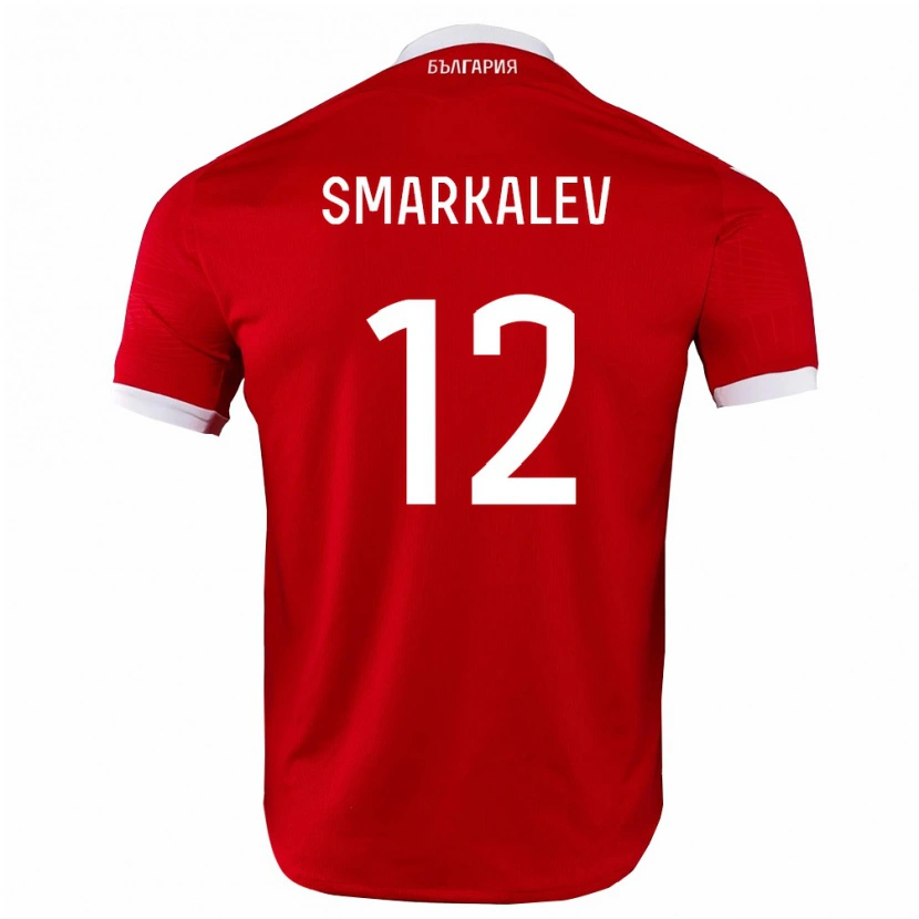 Danxen Mujer Camiseta Bulgaria Stefan Smarkalev #12 Rojo Blanco 2ª Equipación 26-28 La Camisa