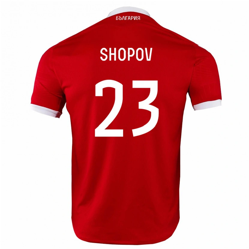 Danxen Mujer Camiseta Bulgaria Stanislav Shopov #23 Rojo Blanco 2ª Equipación 26-28 La Camisa