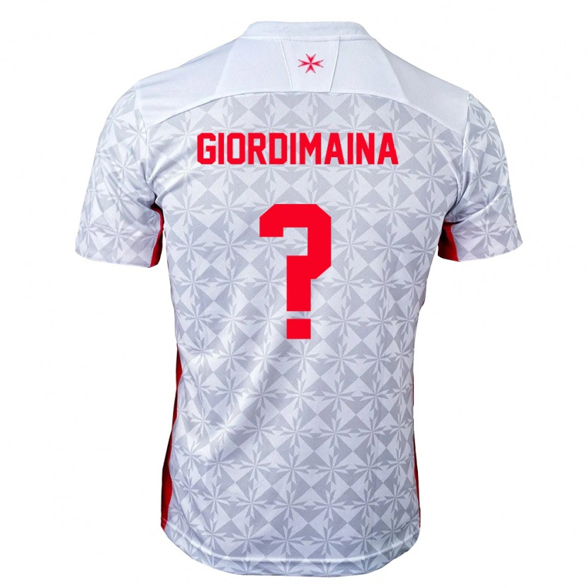 Danxen Mujer Camiseta Malta Nikolai Giordimaina #0 Gris Blanco Rojo 2ª Equipación 26-28 La Camisa