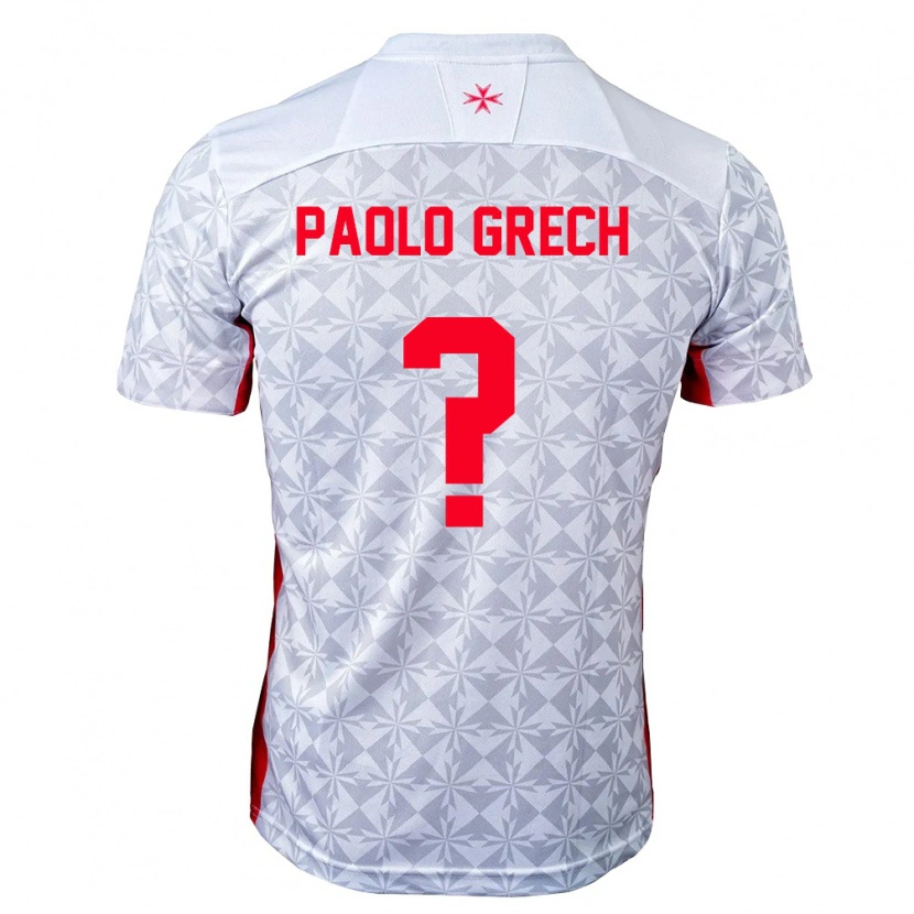 Danxen Mujer Camiseta Malta Matteo Paolo Grech #0 Gris Blanco Rojo 2ª Equipación 26-28 La Camisa