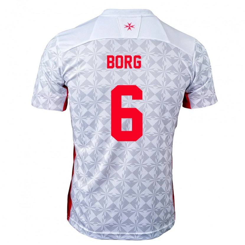 Danxen Mujer Camiseta Malta Andy Borg #6 Gris Blanco Rojo 2ª Equipación 26-28 La Camisa