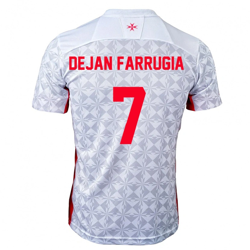 Danxen Mujer Camiseta Malta Dejan Farrugia #7 Gris Blanco Rojo 2ª Equipación 26-28 La Camisa
