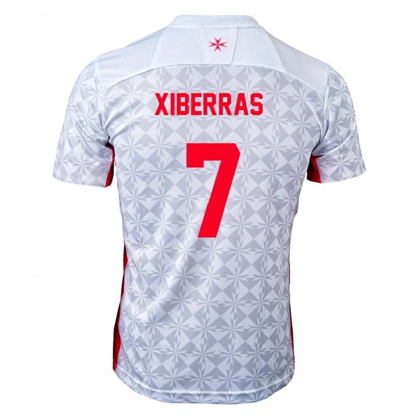 Danxen Mujer Camiseta Malta Shaun Xiberras #7 Gris Blanco Rojo 2ª Equipación 26-28 La Camisa