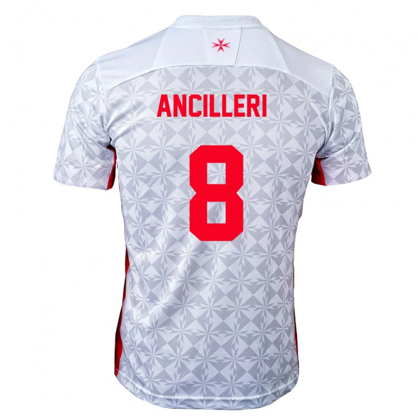 Danxen Mujer Camiseta Malta Mattiaz Ancilleri #8 Gris Blanco Rojo 2ª Equipación 26-28 La Camisa
