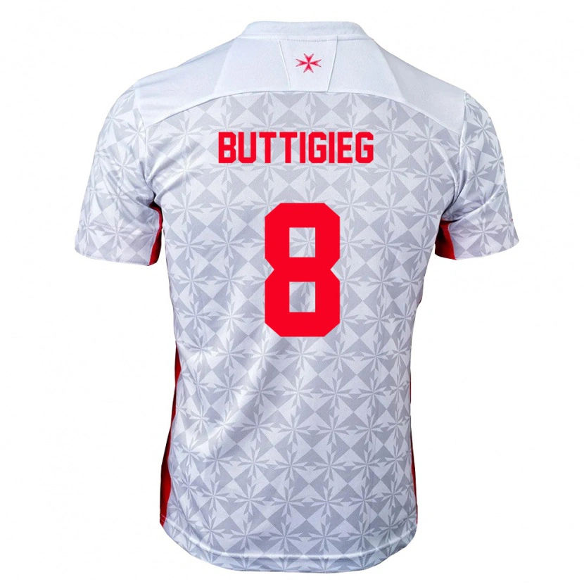 Danxen Mujer Camiseta Malta Luke Buttigieg #8 Gris Blanco Rojo 2ª Equipación 26-28 La Camisa