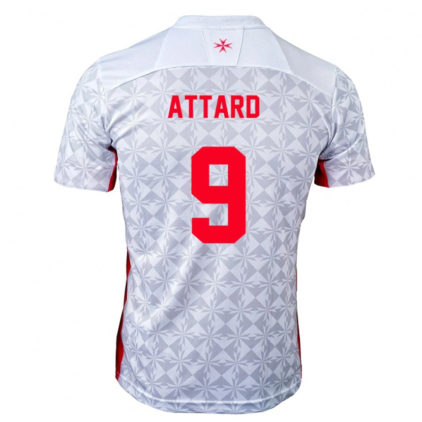 Danxen Mujer Camiseta Malta Denzel Attard #9 Gris Blanco Rojo 2ª Equipación 26-28 La Camisa
