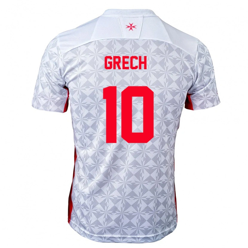 Danxen Mujer Camiseta Malta Jake Grech #10 Gris Blanco Rojo 2ª Equipación 26-28 La Camisa