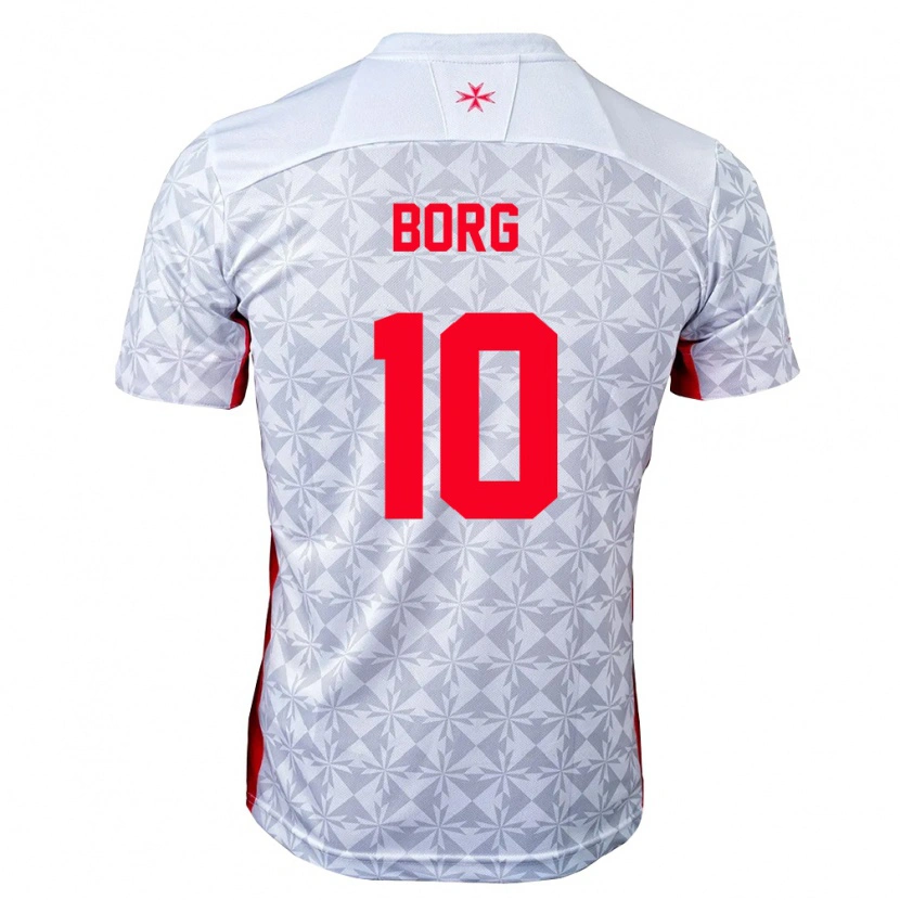 Danxen Mujer Camiseta Malta Jake Borg #10 Gris Blanco Rojo 2ª Equipación 26-28 La Camisa