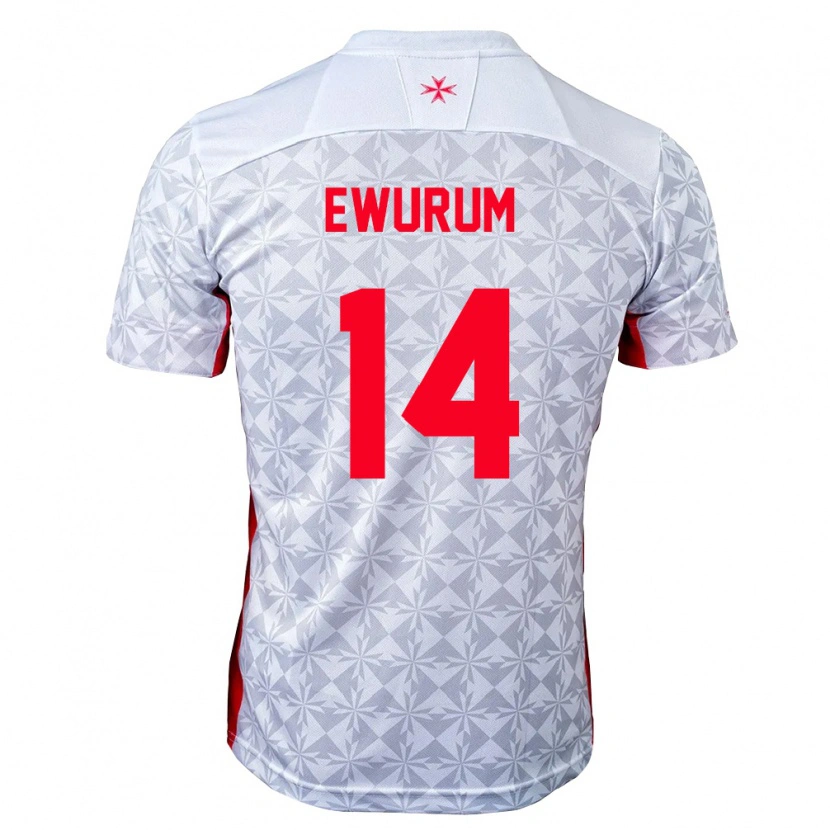Danxen Mujer Camiseta Malta Keyon Ewurum #14 Gris Blanco Rojo 2ª Equipación 26-28 La Camisa
