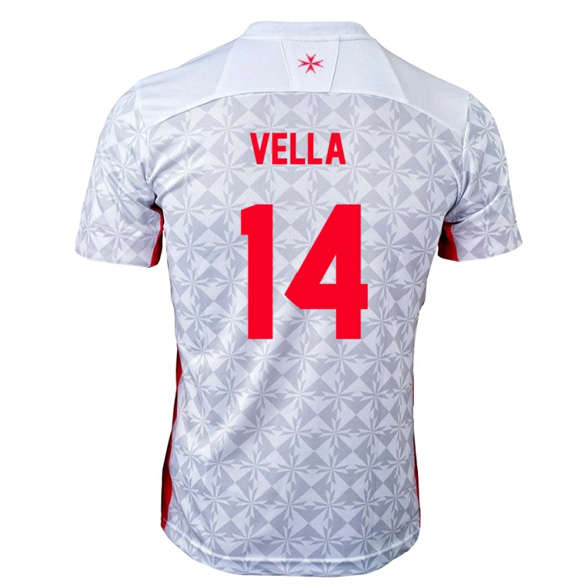 Danxen Mujer Camiseta Malta Andreas Vella #14 Gris Blanco Rojo 2ª Equipación 26-28 La Camisa