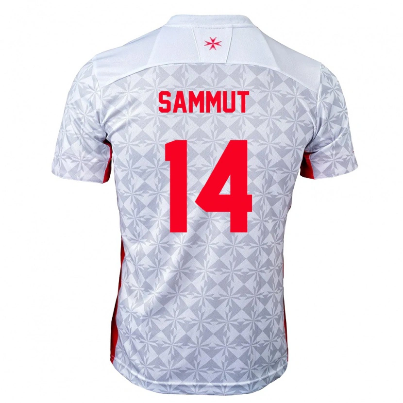 Danxen Mujer Camiseta Malta Danny Sammut #14 Gris Blanco Rojo 2ª Equipación 26-28 La Camisa