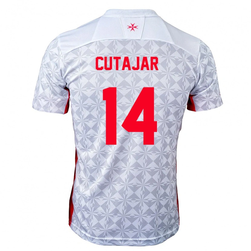 Danxen Mujer Camiseta Malta Yan Cutajar #14 Gris Blanco Rojo 2ª Equipación 26-28 La Camisa