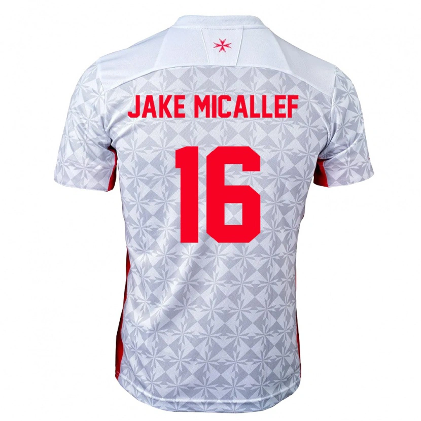 Danxen Mujer Camiseta Malta Jake Micallef #16 Gris Blanco Rojo 2ª Equipación 26-28 La Camisa