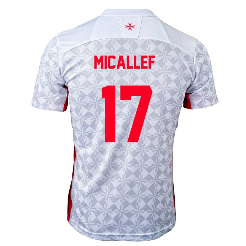 Danxen Mujer Camiseta Malta Francois Micallef #17 Gris Blanco Rojo 2ª Equipación 26-28 La Camisa
