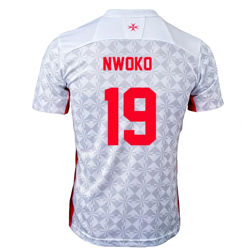 Danxen Mujer Camiseta Malta Jamie Nwoko #19 Gris Blanco Rojo 2ª Equipación 26-28 La Camisa