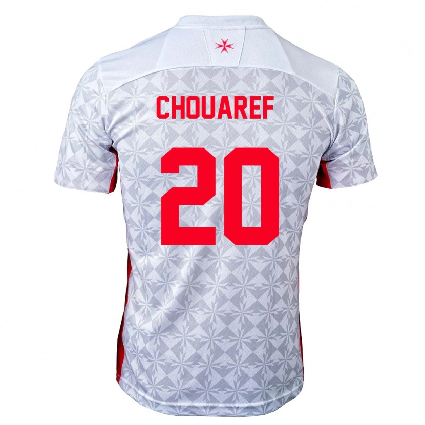 Danxen Mujer Camiseta Malta Ilyas Chouaref #20 Gris Blanco Rojo 2ª Equipación 26-28 La Camisa