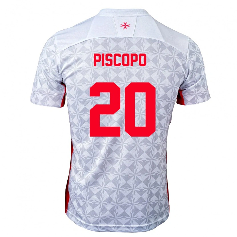 Danxen Mujer Camiseta Malta Emerson Piscopo #20 Gris Blanco Rojo 2ª Equipación 26-28 La Camisa