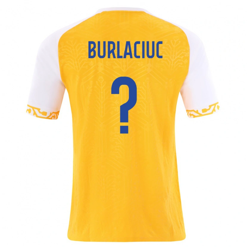 Danxen Mujer Camiseta Moldavia Stanislav Burlaciuc #0 Amarillo Blanco 2ª Equipación 26-28 La Camisa