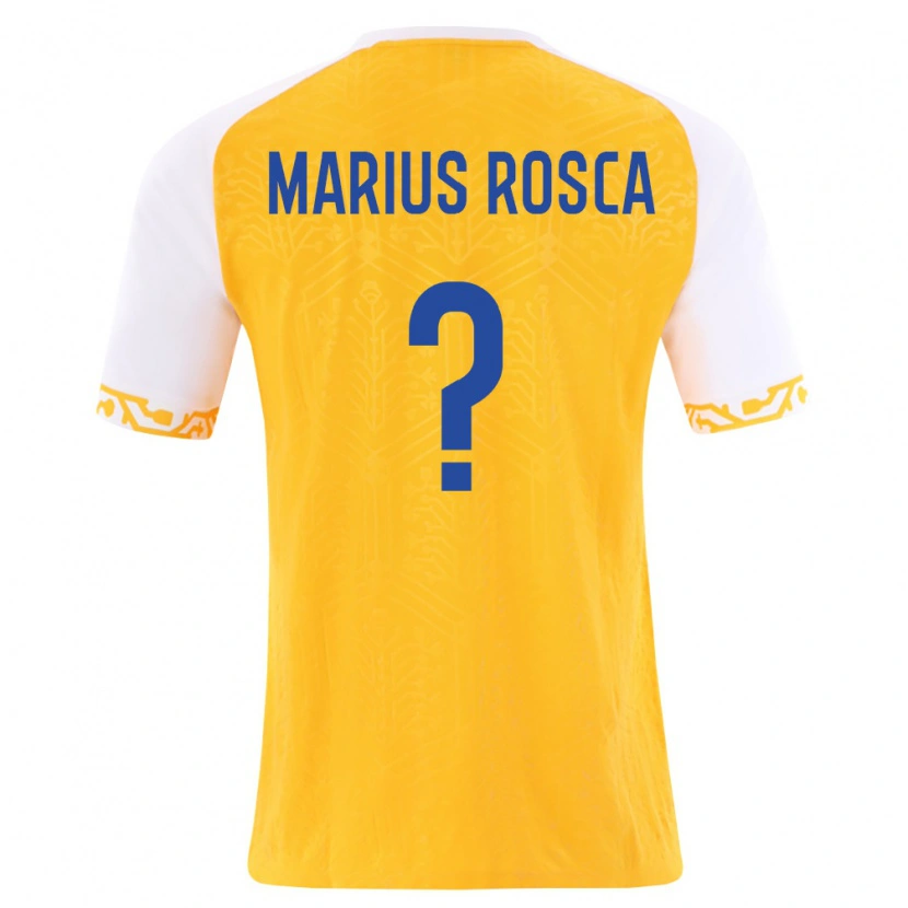 Danxen Mujer Camiseta Moldavia Marius Rosca #0 Amarillo Blanco 2ª Equipación 26-28 La Camisa