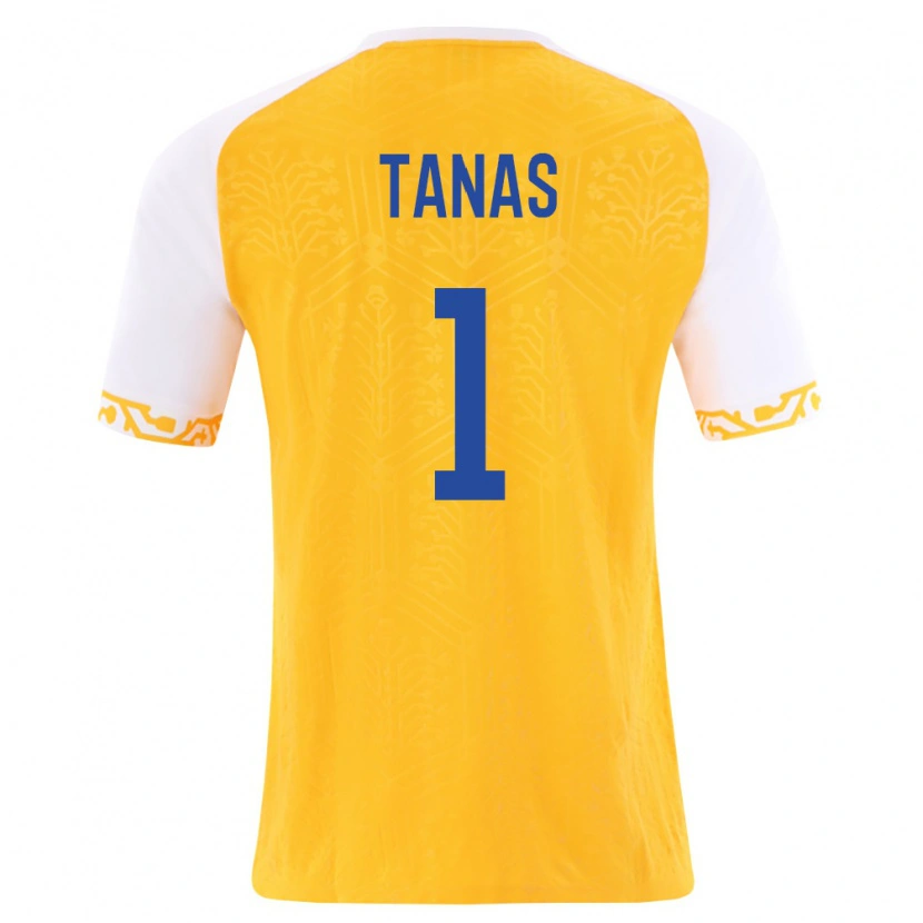 Danxen Mujer Camiseta Moldavia Gabriel Tanas #1 Amarillo Blanco 2ª Equipación 26-28 La Camisa