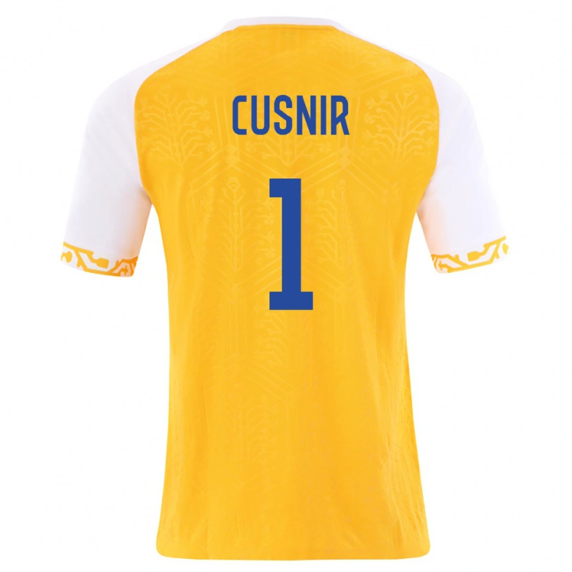 Danxen Mujer Camiseta Moldavia Eduard Cusnir #1 Amarillo Blanco 2ª Equipación 26-28 La Camisa