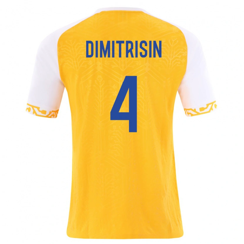 Danxen Mujer Camiseta Moldavia Daniil Dimitrișin #4 Amarillo Blanco 2ª Equipación 26-28 La Camisa