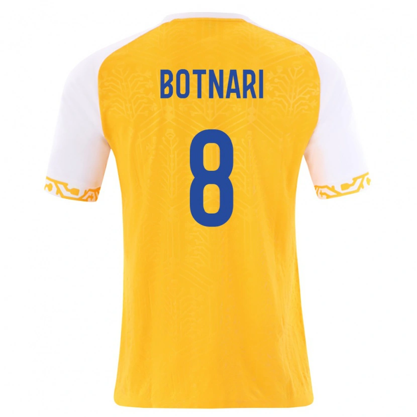 Danxen Mujer Camiseta Moldavia Ilie Botnari #8 Amarillo Blanco 2ª Equipación 26-28 La Camisa