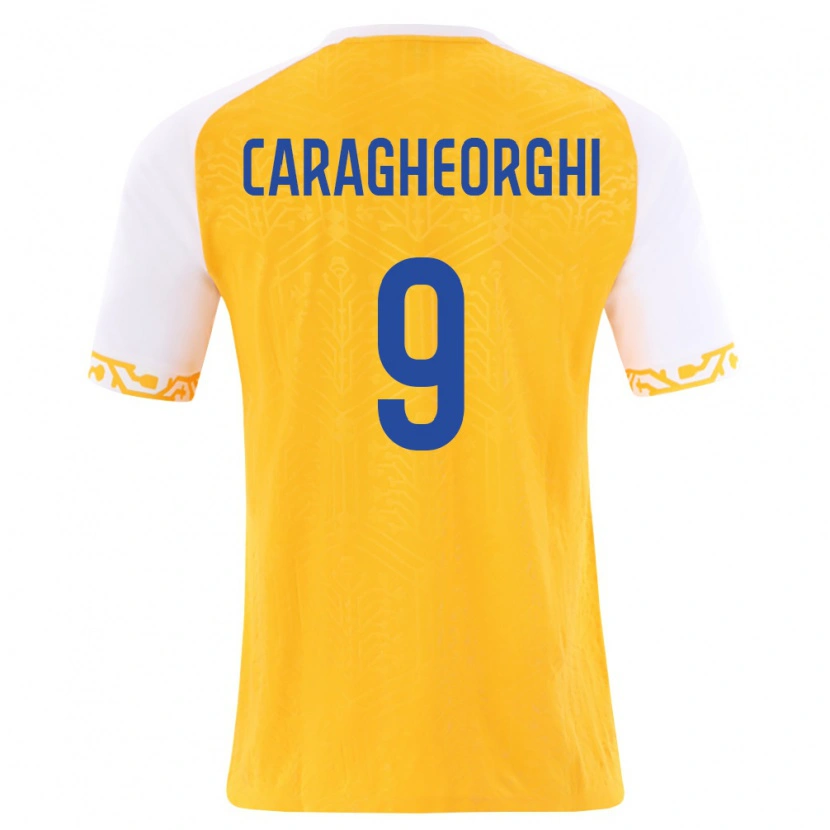 Danxen Mujer Camiseta Moldavia Nichita Caragheorghi #9 Amarillo Blanco 2ª Equipación 26-28 La Camisa