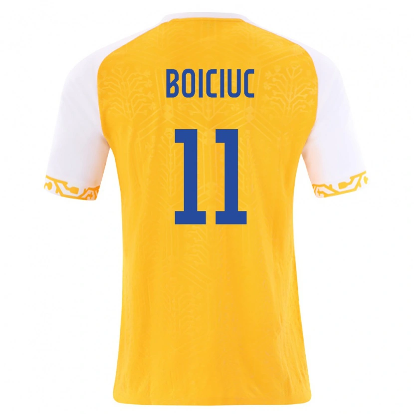 Danxen Mujer Camiseta Moldavia Alexandru Boiciuc #11 Amarillo Blanco 2ª Equipación 26-28 La Camisa