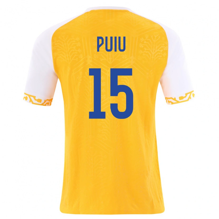 Danxen Mujer Camiseta Moldavia Bogdan Puiu #15 Amarillo Blanco 2ª Equipación 26-28 La Camisa