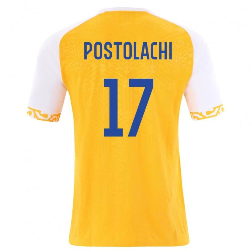 Danxen Mujer Camiseta Moldavia Virgiliu Postolachi #17 Amarillo Blanco 2ª Equipación 26-28 La Camisa