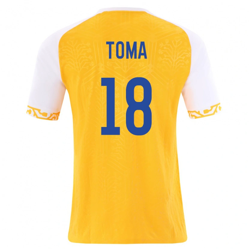 Danxen Mujer Camiseta Moldavia Andy Toma #18 Amarillo Blanco 2ª Equipación 26-28 La Camisa