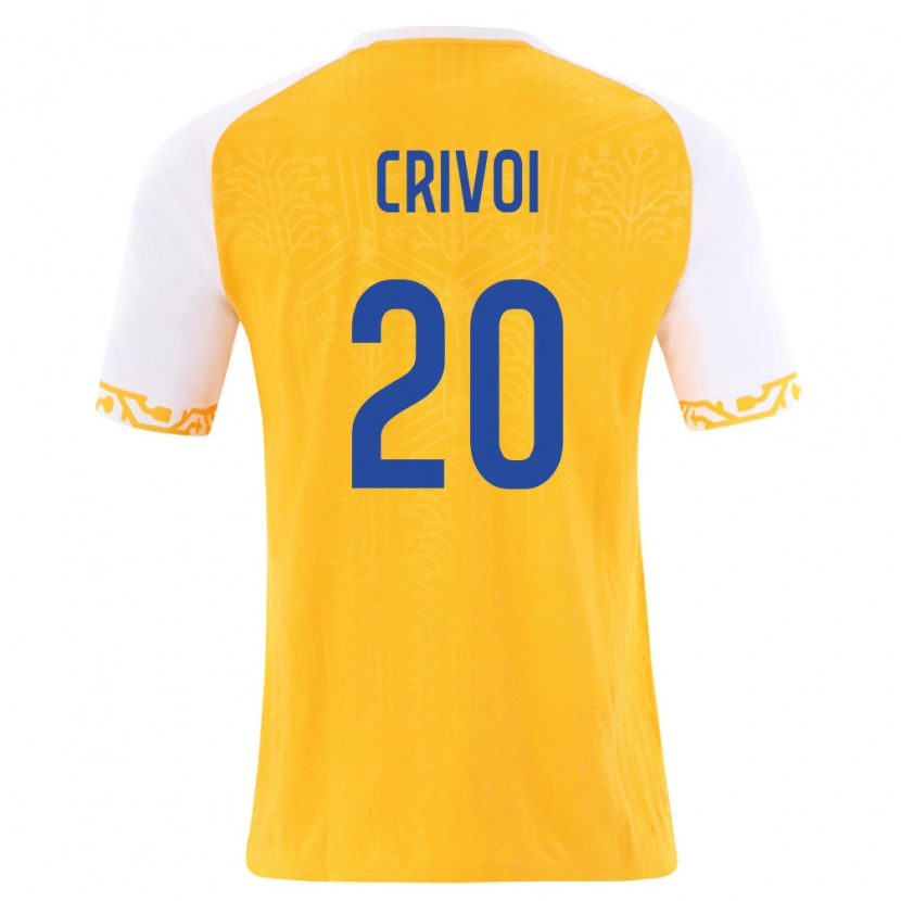 Danxen Mujer Camiseta Moldavia Mihai Crivoi #20 Amarillo Blanco 2ª Equipación 26-28 La Camisa