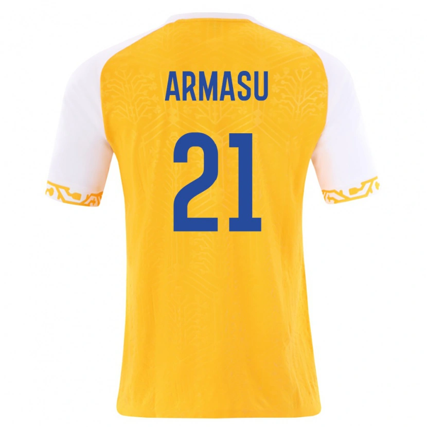 Danxen Mujer Camiseta Moldavia Daniel Armasu #21 Amarillo Blanco 2ª Equipación 26-28 La Camisa