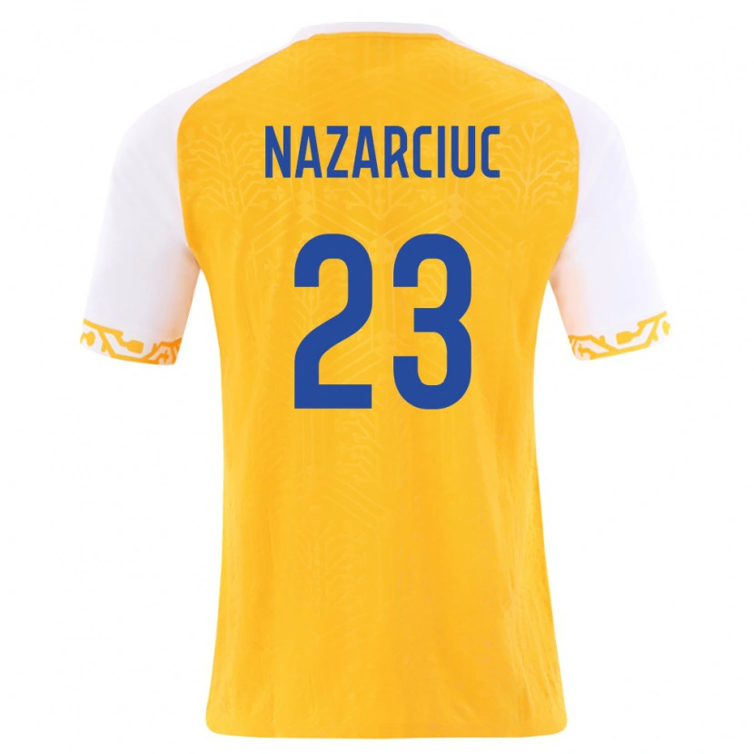 Danxen Mujer Camiseta Moldavia Artur Nazarciuc #23 Amarillo Blanco 2ª Equipación 26-28 La Camisa