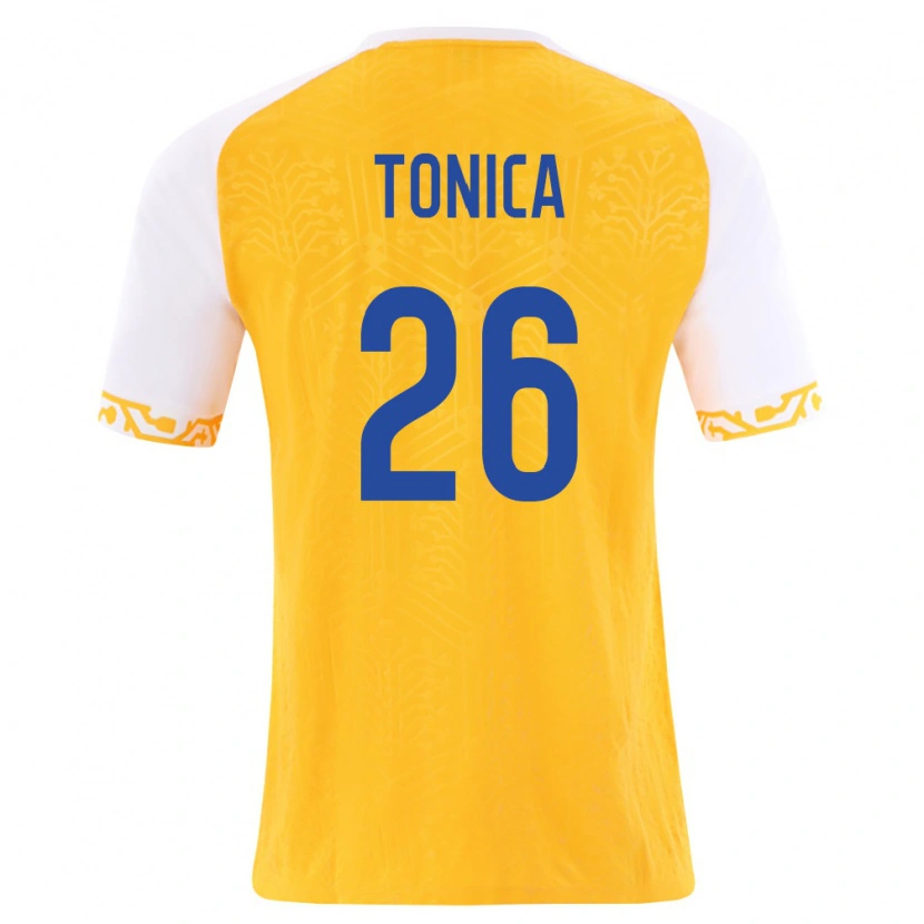Danxen Mujer Camiseta Moldavia Daniel Tonica #26 Amarillo Blanco 2ª Equipación 26-28 La Camisa