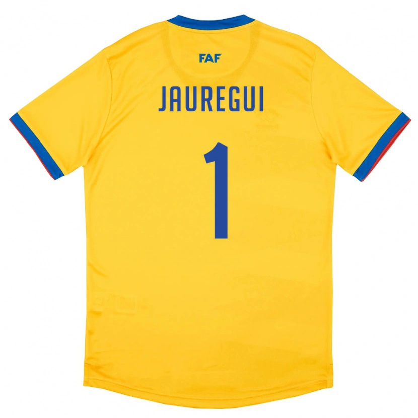 Danxen Mujer Camiseta Andorra Alex Jauregui #1 Amarillo Azul Rojo 2ª Equipación 26-28 La Camisa
