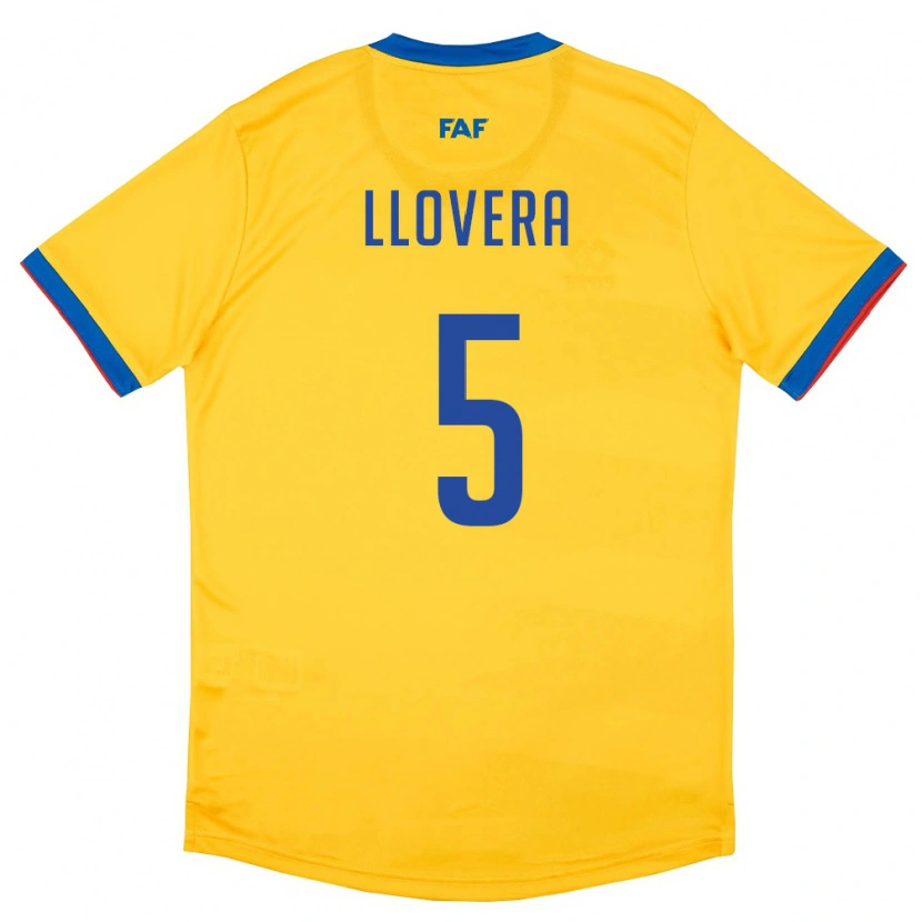 Danxen Mujer Camiseta Andorra Max Llovera #5 Amarillo Azul Rojo 2ª Equipación 26-28 La Camisa