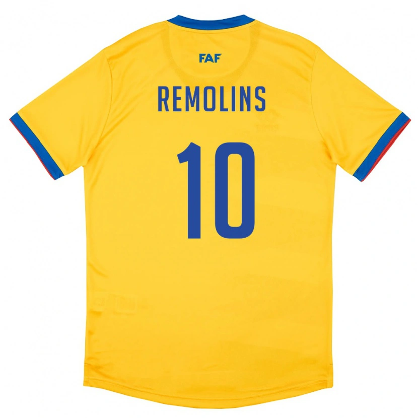 Danxen Mujer Camiseta Andorra Ot Remolins #10 Amarillo Azul Rojo 2ª Equipación 26-28 La Camisa