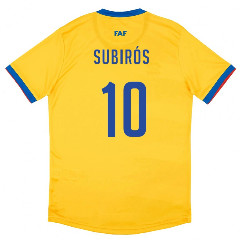 Danxen Mujer Camiseta Andorra Unai Subirós #10 Amarillo Azul Rojo 2ª Equipación 26-28 La Camisa